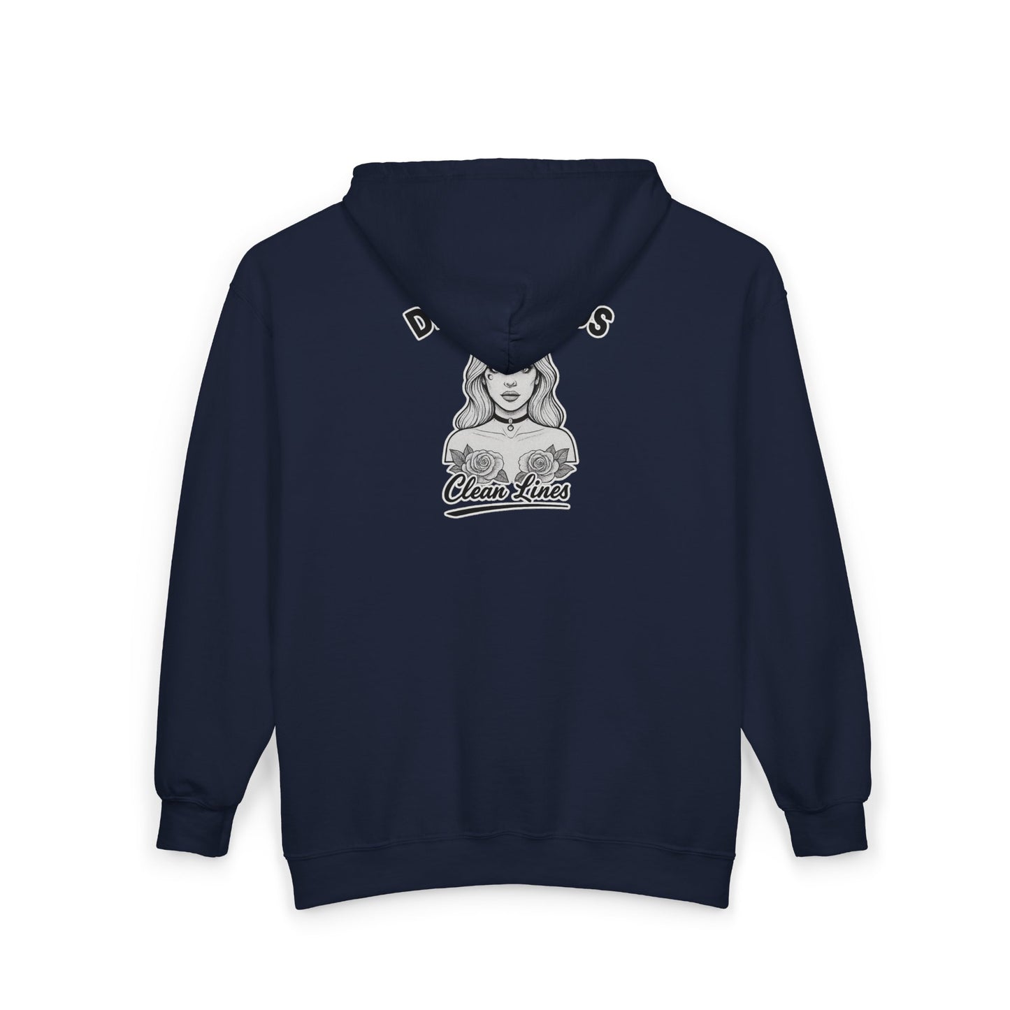 'Dirty Minds, Clean Lines' Zip Hoodie — DeadCorative Graphic Jacket