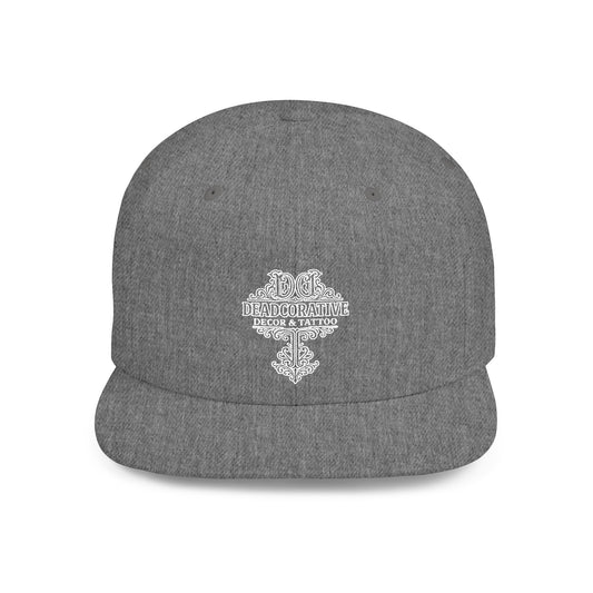 Flat Bill Snapback Hat — Deadcorative Vintage Crest Embroidery