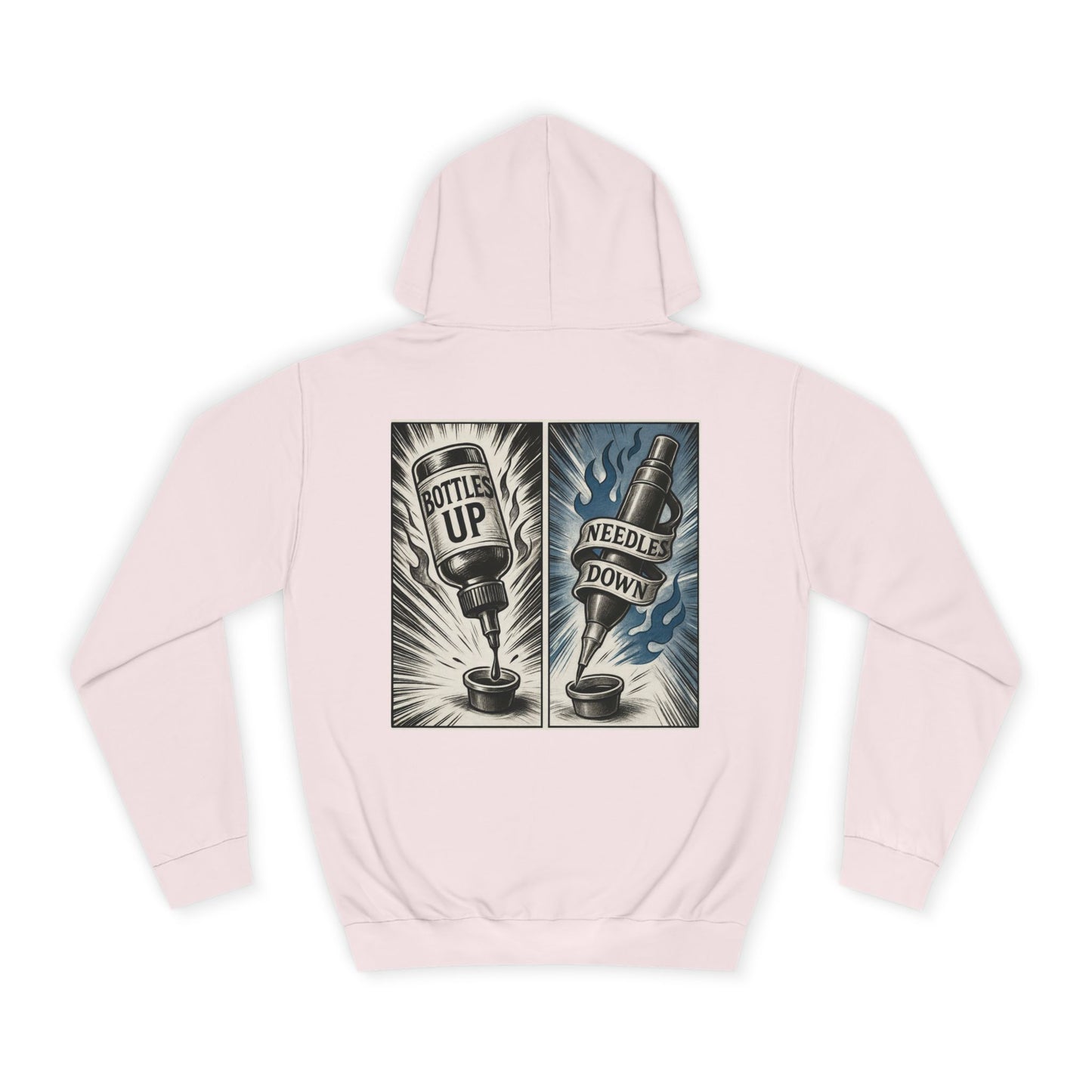 'Bottle Up / Needle Down' Pullover Hoodie - DeadCorative Graphic Hoodie