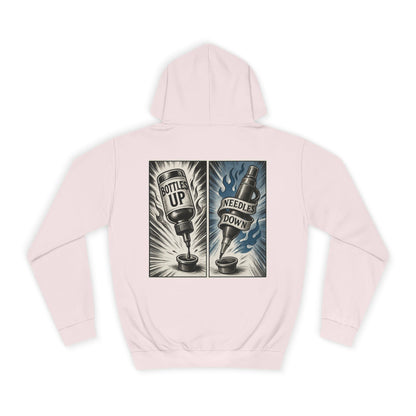 'Bottle Up / Needle Down' Pullover Hoodie - DeadCorative Graphic Hoodie