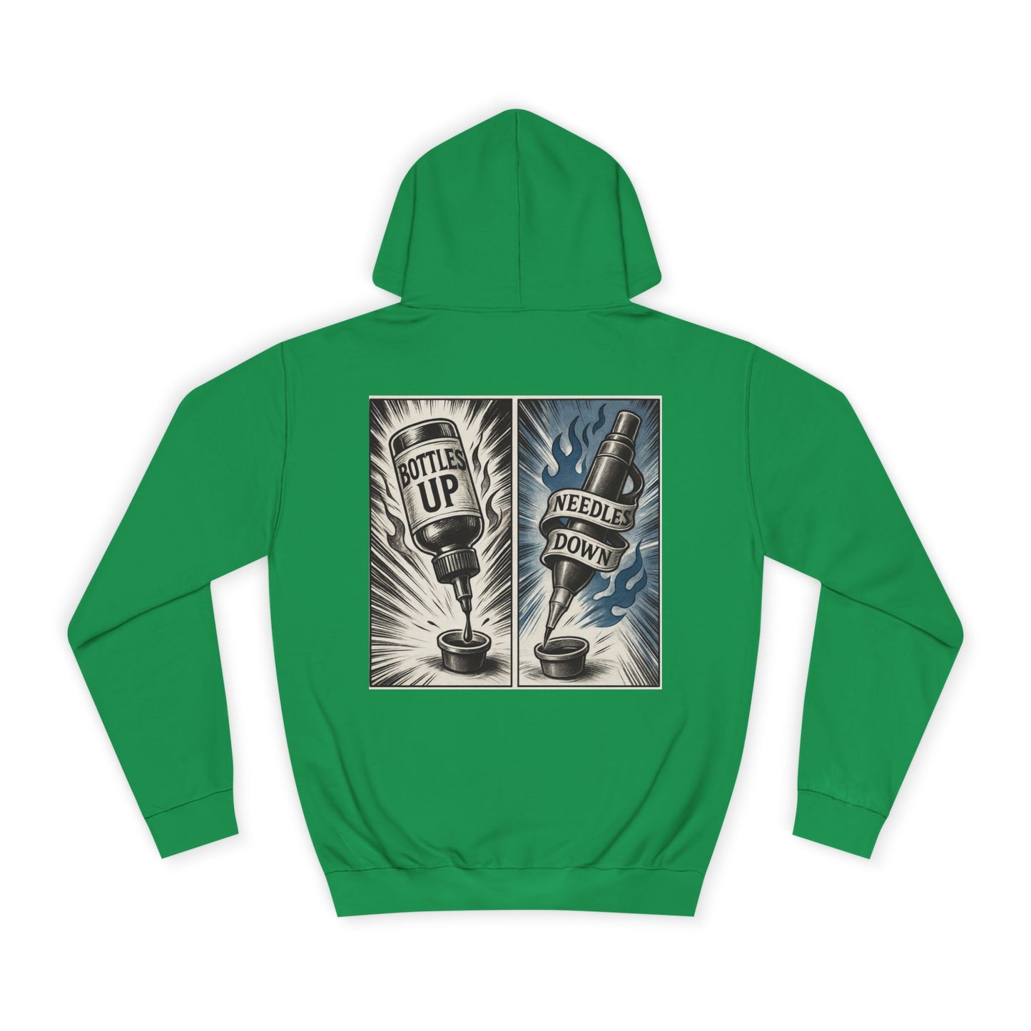 'Bottle Up / Needle Down' Pullover Hoodie - DeadCorative Graphic Hoodie