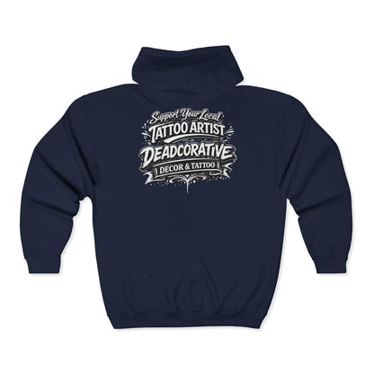 ‘Support Your Local Tattoo Artist’ Full-Zip Jacket - Deadcorative Graphic Full-Zip Jacket