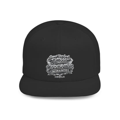 ‘Support Your Local Tattooer’ Snapback Hat — Deadcorative Flat Bill Cap