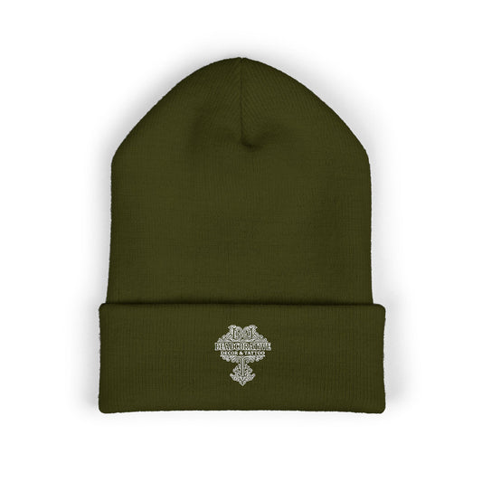 Embroidered 'Deadcorative' Classic Cuffed Beanie — Minimal Logo Knit Hat