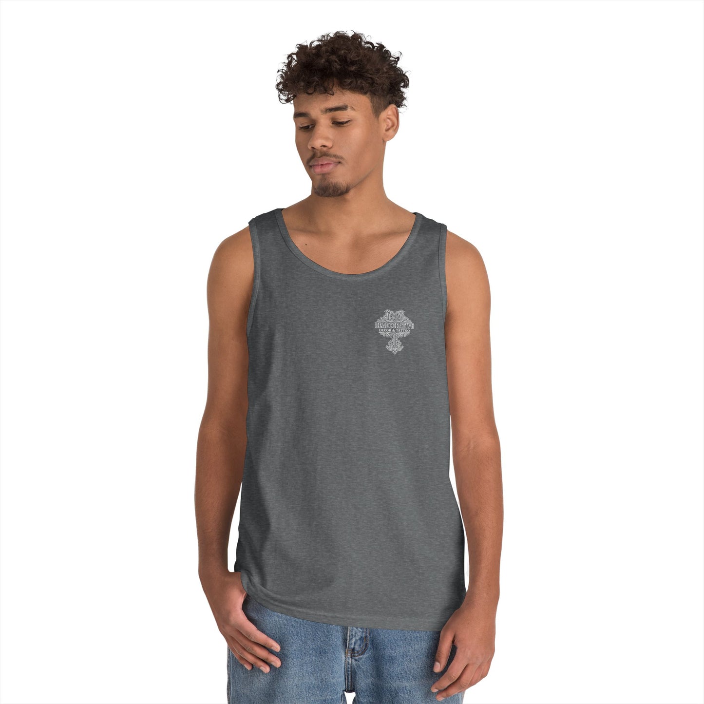 Deadcorative Logo Tank Top — "Deadcorative Decor & Tattoo" Chest & Back Print