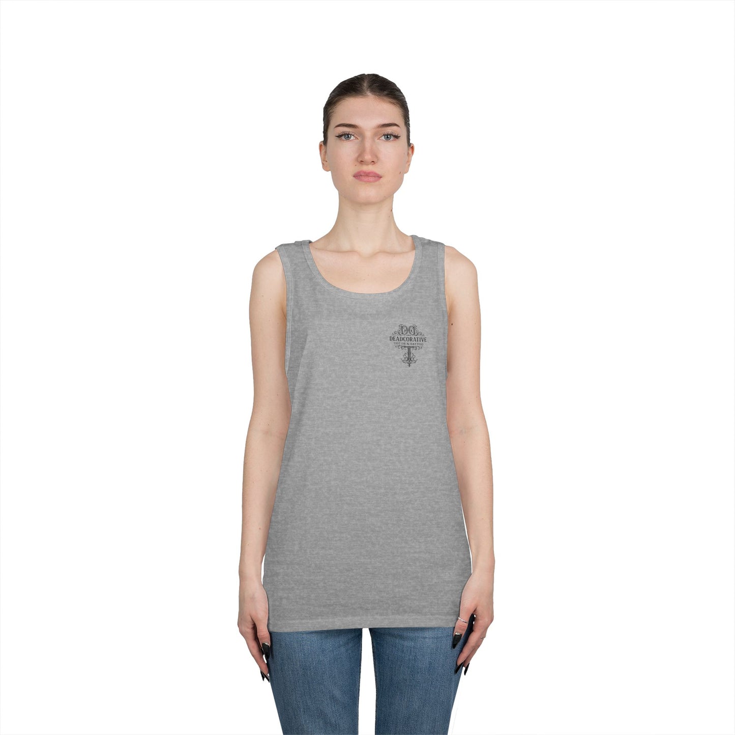 Deadcorative Logo Tank Top — "Deadcorative Decor & Tattoo" Chest & Back Print