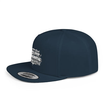 ‘Support Your Local Tattoo Shop’ Flat Bill SnapBack Hat - Deadcorative Graphic SnapBack