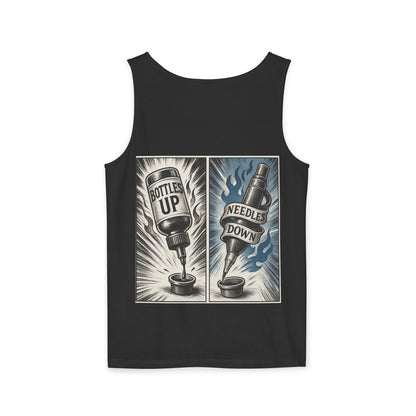 'Bottle Up / Needle Down' Tank Top — Deadcorative Graphic Tank Top