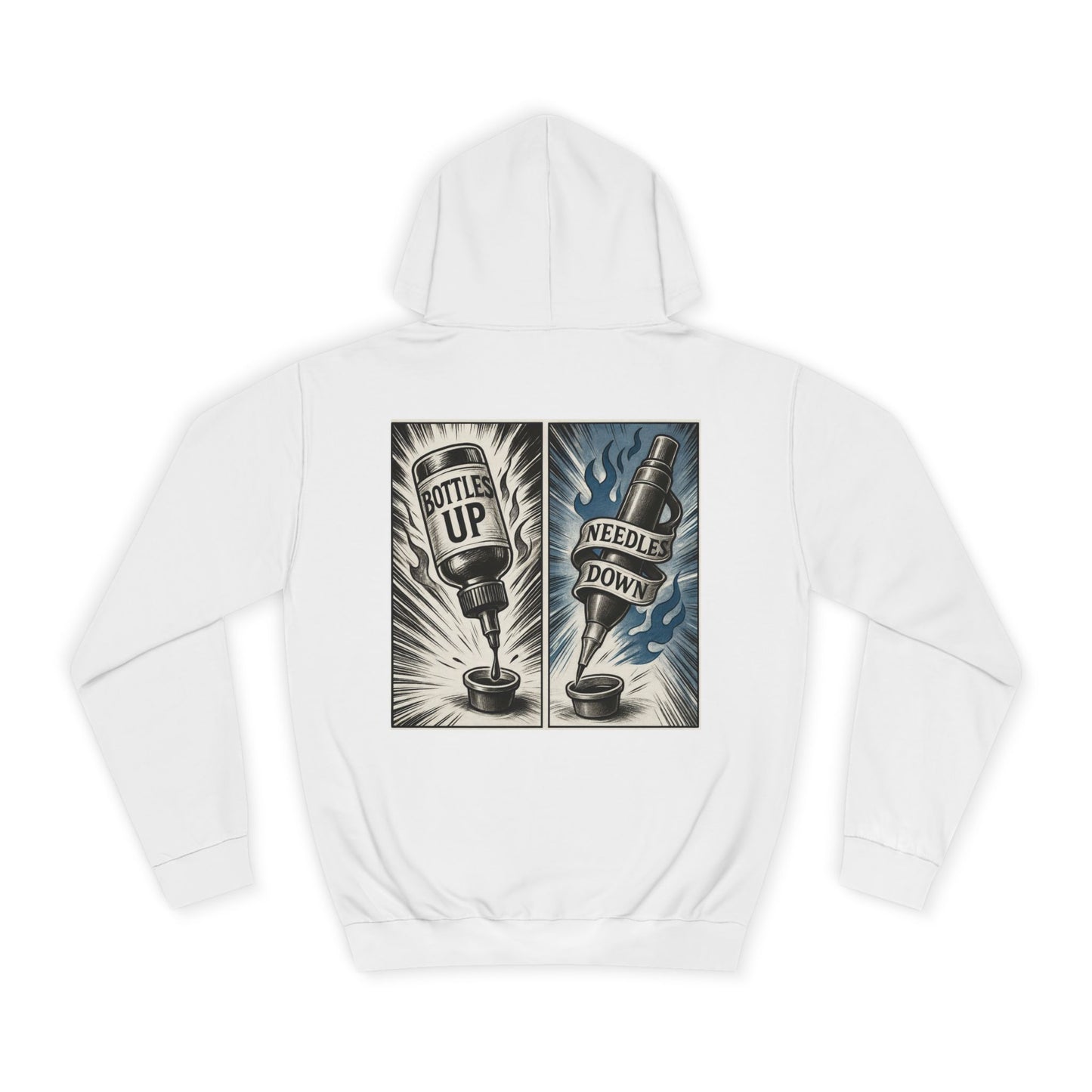 'Bottle Up / Needle Down' Pullover Hoodie - DeadCorative Graphic Hoodie