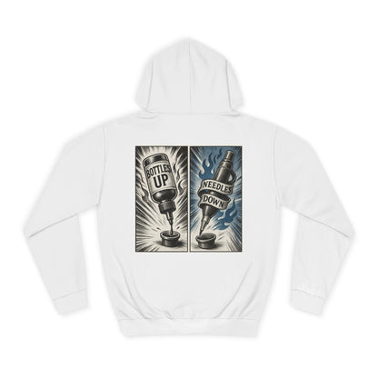 'Bottle Up / Needle Down' Pullover Hoodie - DeadCorative Graphic Hoodie