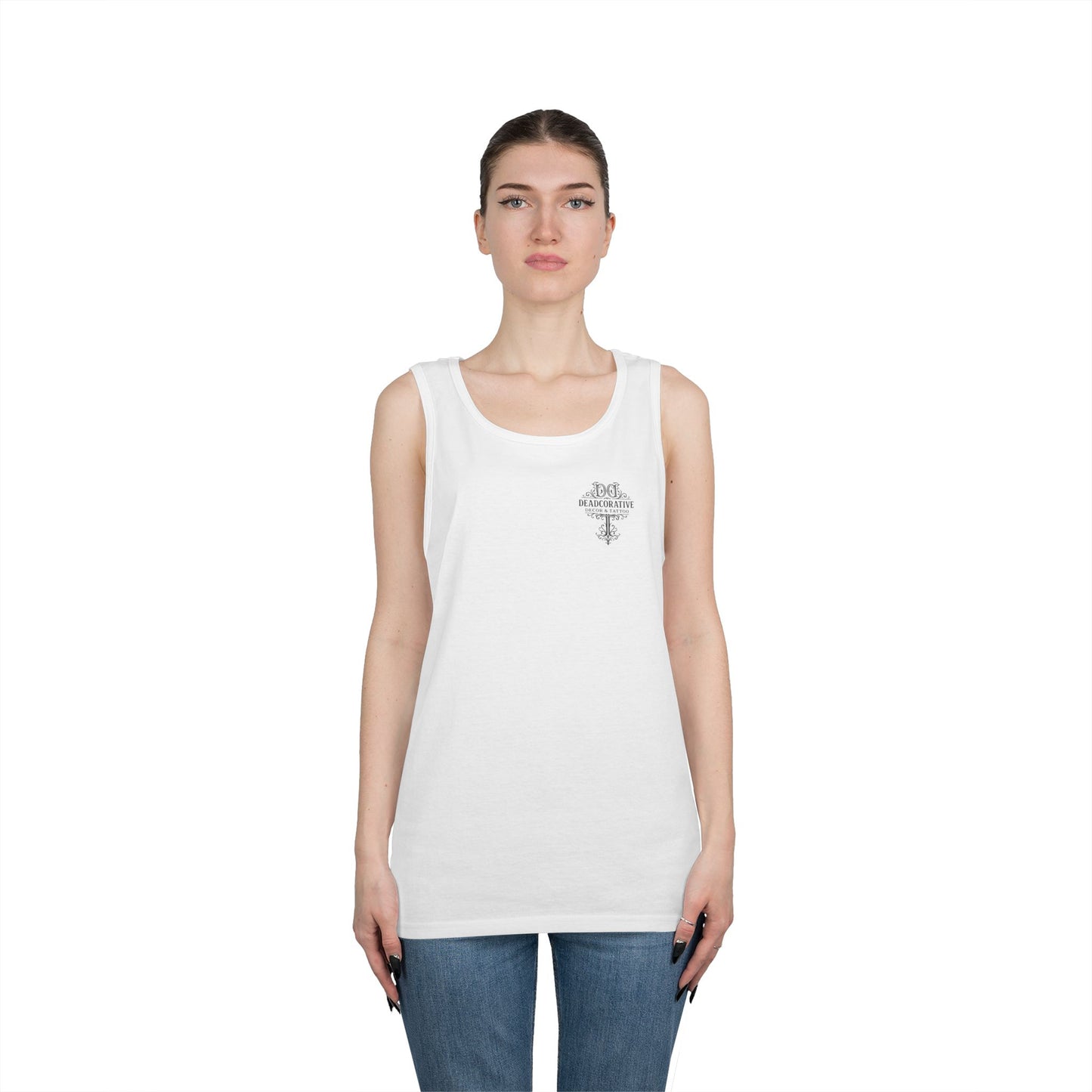Deadcorative Logo Tank Top — "Deadcorative Decor & Tattoo" Chest & Back Print