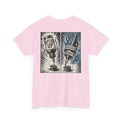 'Bottle Up / Needle Down'  Tee — Deadcorative Graphic T-Shirt