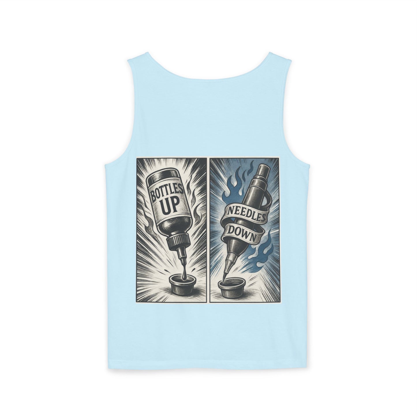 'Bottle Up / Needle Down' Tank Top — Deadcorative Graphic Tank Top