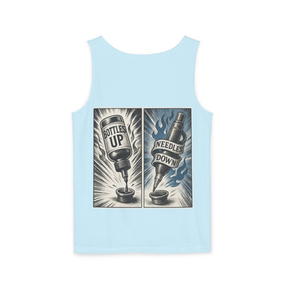 'Bottle Up / Needle Down' Tank Top — Deadcorative Graphic Tank Top
