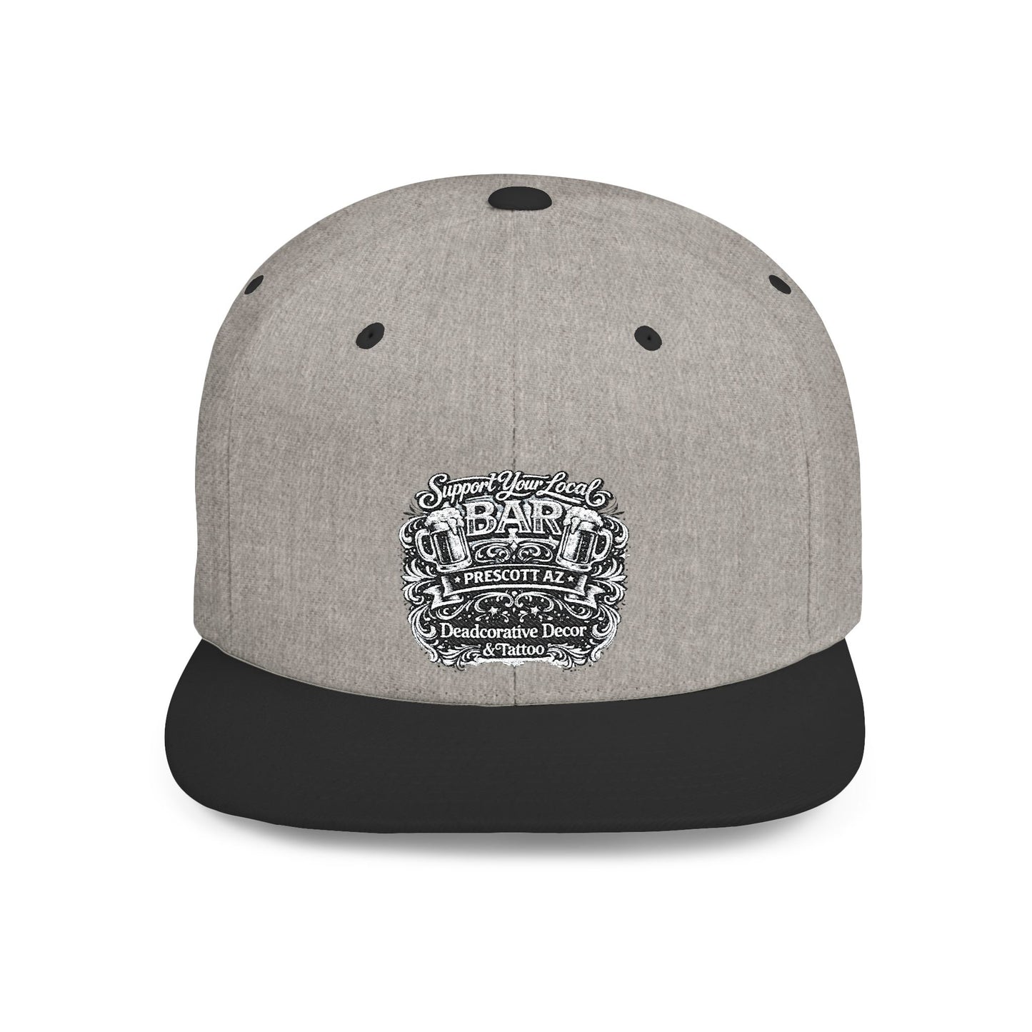 ‘Support Your Local Bar’ Flat Bill SnapBack Hat - Deadcorative Flat Bill Snapback Hat