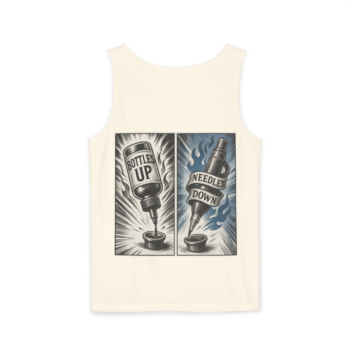 'Bottle Up / Needle Down' Tank Top — Deadcorative Graphic Tank Top
