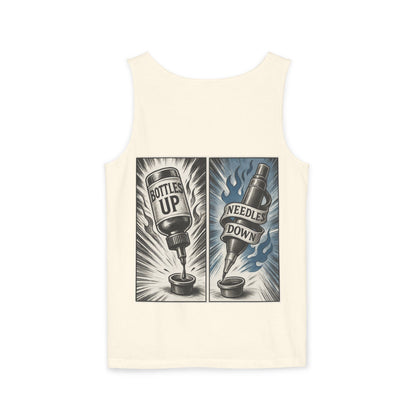 'Bottle Up / Needle Down' Tank Top — Deadcorative Graphic Tank Top