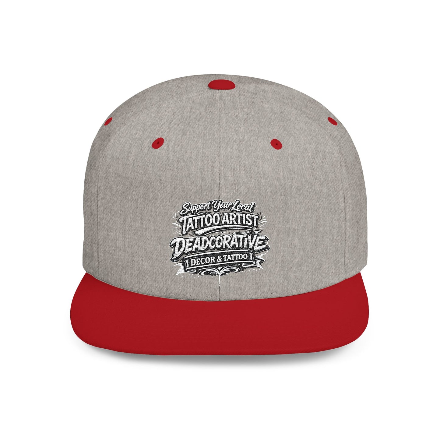 ‘Support Your Local Tattoo Artist’ Snapback Hat — Deadcorative Flat Bill SnapBack Hat