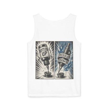 'Bottle Up / Needle Down' Tank Top — Deadcorative Graphic Tank Top