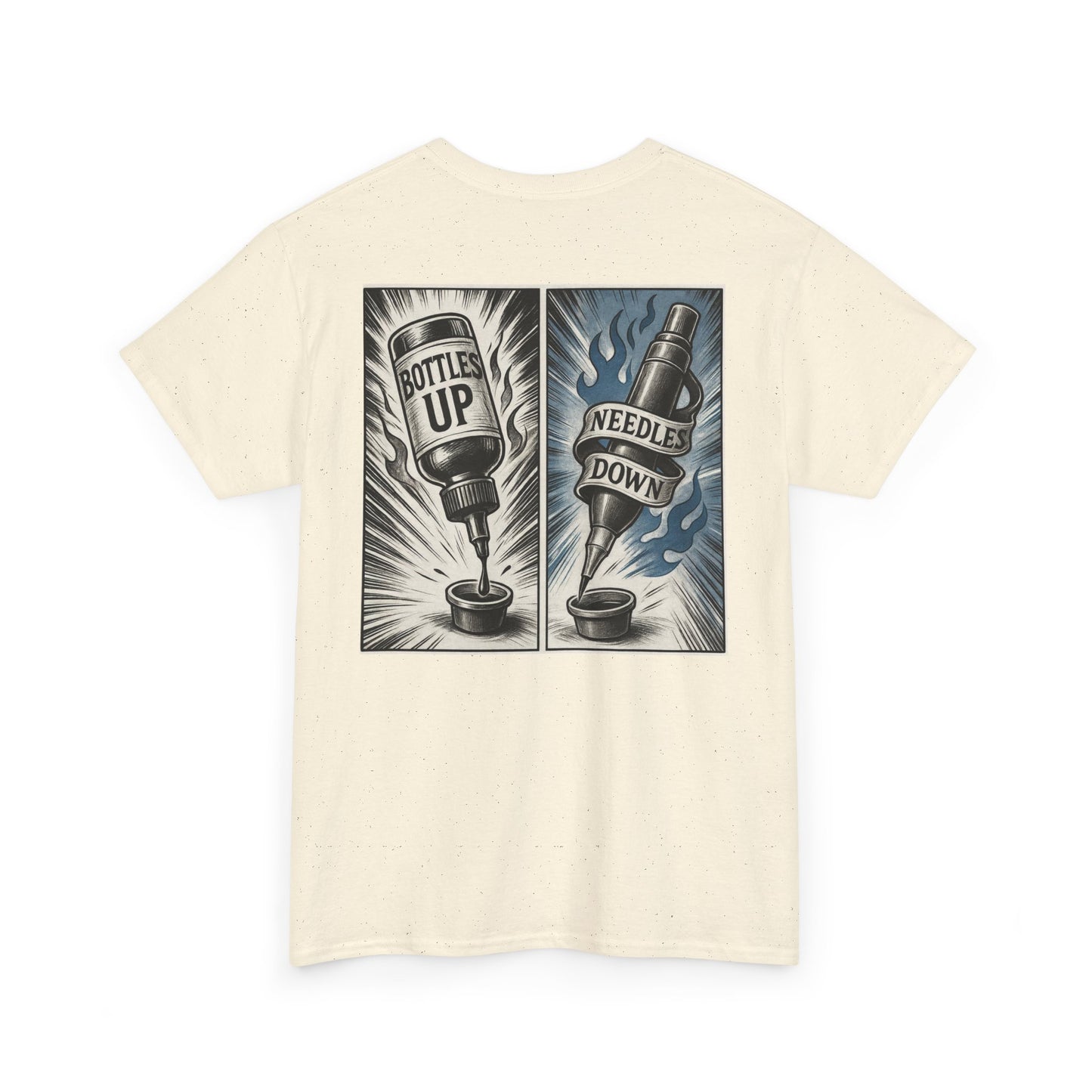 'Bottle Up / Needle Down'  Tee — Deadcorative Graphic T-Shirt
