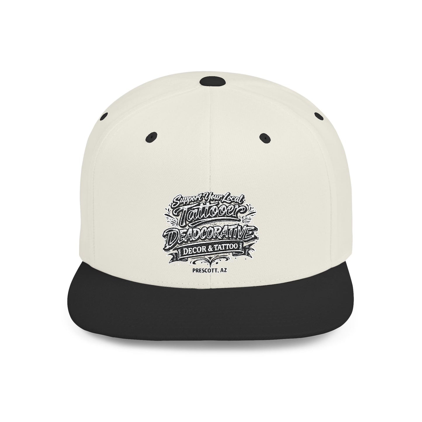 ‘Support Your Local Tattooer’ Snapback Hat — Deadcorative Flat Bill Cap
