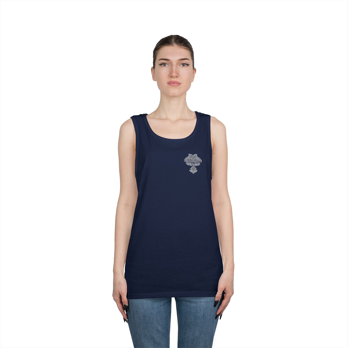 Deadcorative Logo Tank Top — "Deadcorative Decor & Tattoo" Chest & Back Print