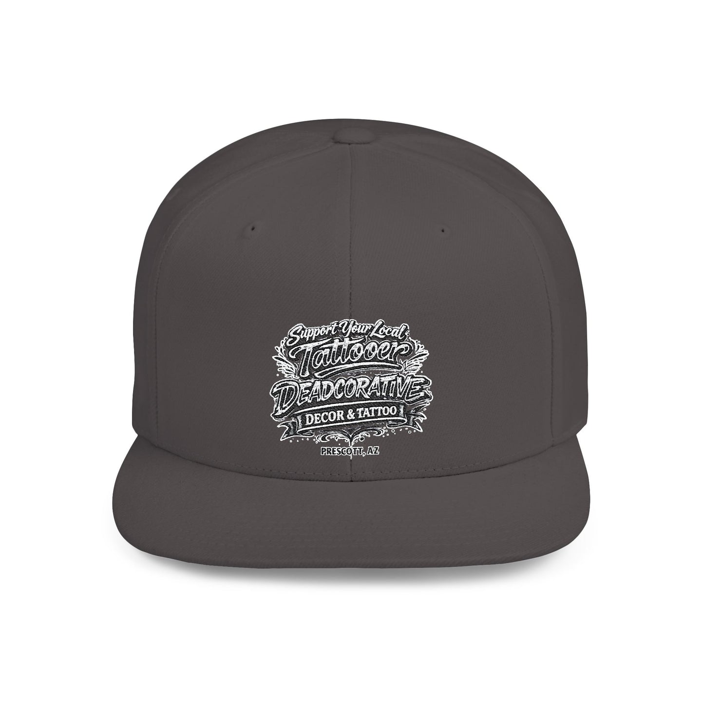 ‘Support Your Local Tattooer’ Snapback Hat — Deadcorative Flat Bill Cap