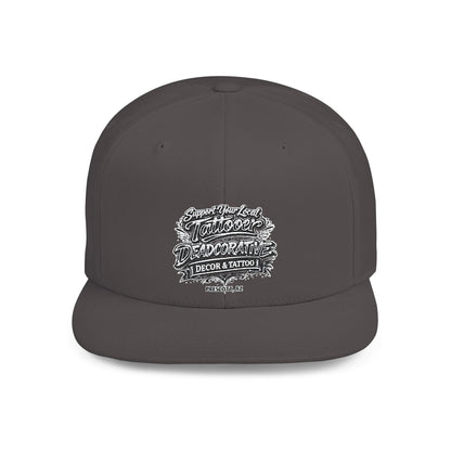 ‘Support Your Local Tattooer’ Snapback Hat — Deadcorative Flat Bill Cap