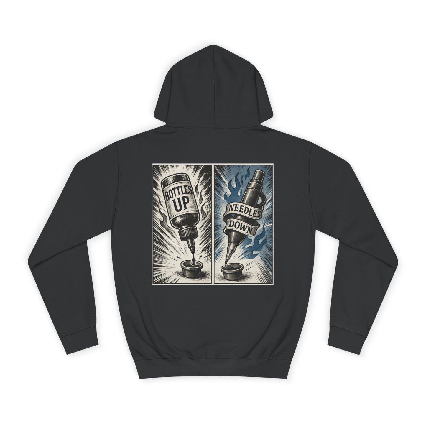 'Bottle Up / Needle Down' Pullover Hoodie - DeadCorative Graphic Hoodie