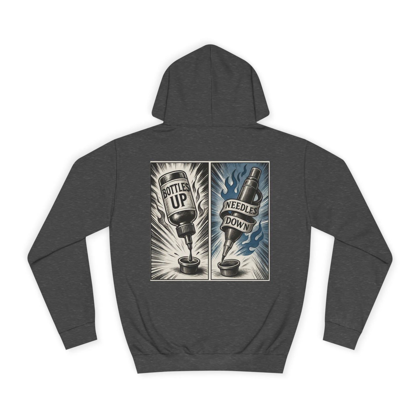 'Bottle Up / Needle Down' Pullover Hoodie - DeadCorative Graphic Hoodie