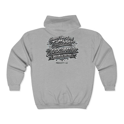 'Support Your Local Tattoer'  Full-Zip Jacket — Deadcorative Graphic Full-Zip Jacket