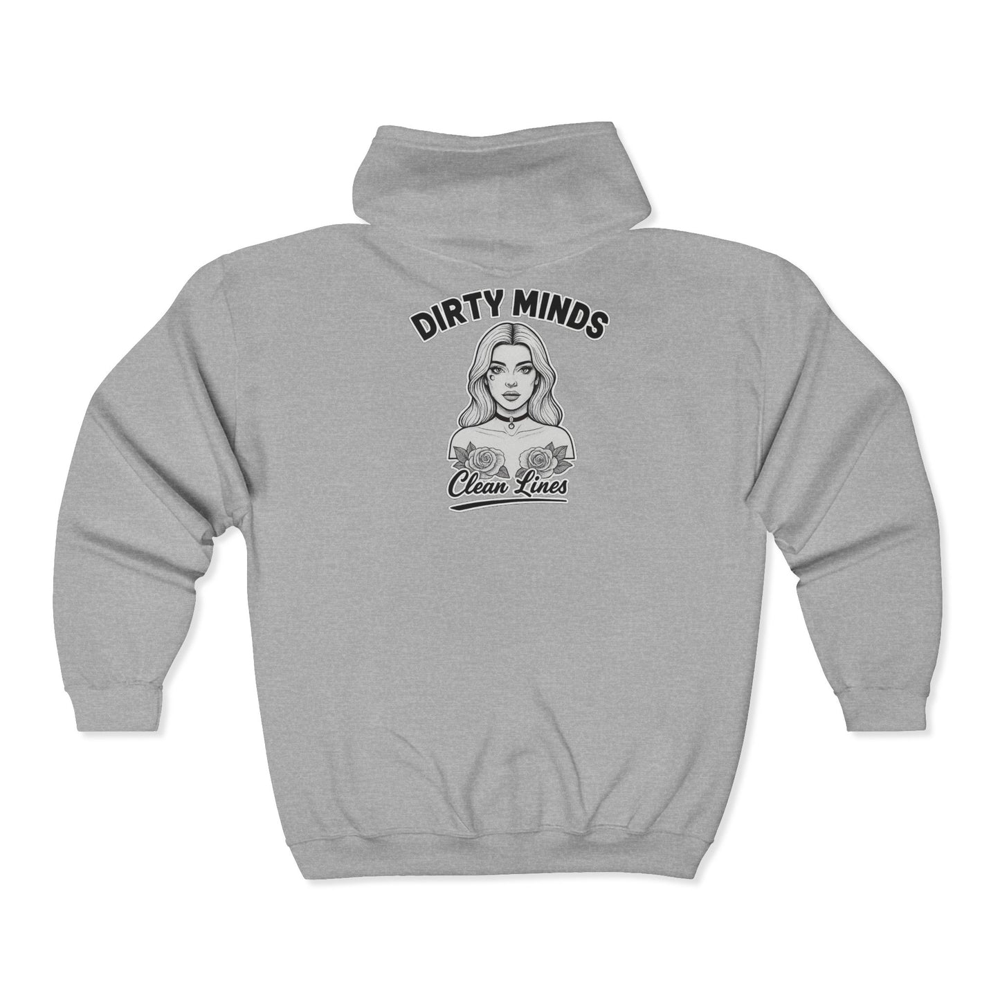 'Dirty Minds, Clean Lines' Zip Hoodie — DeadCorative Graphic Jacket