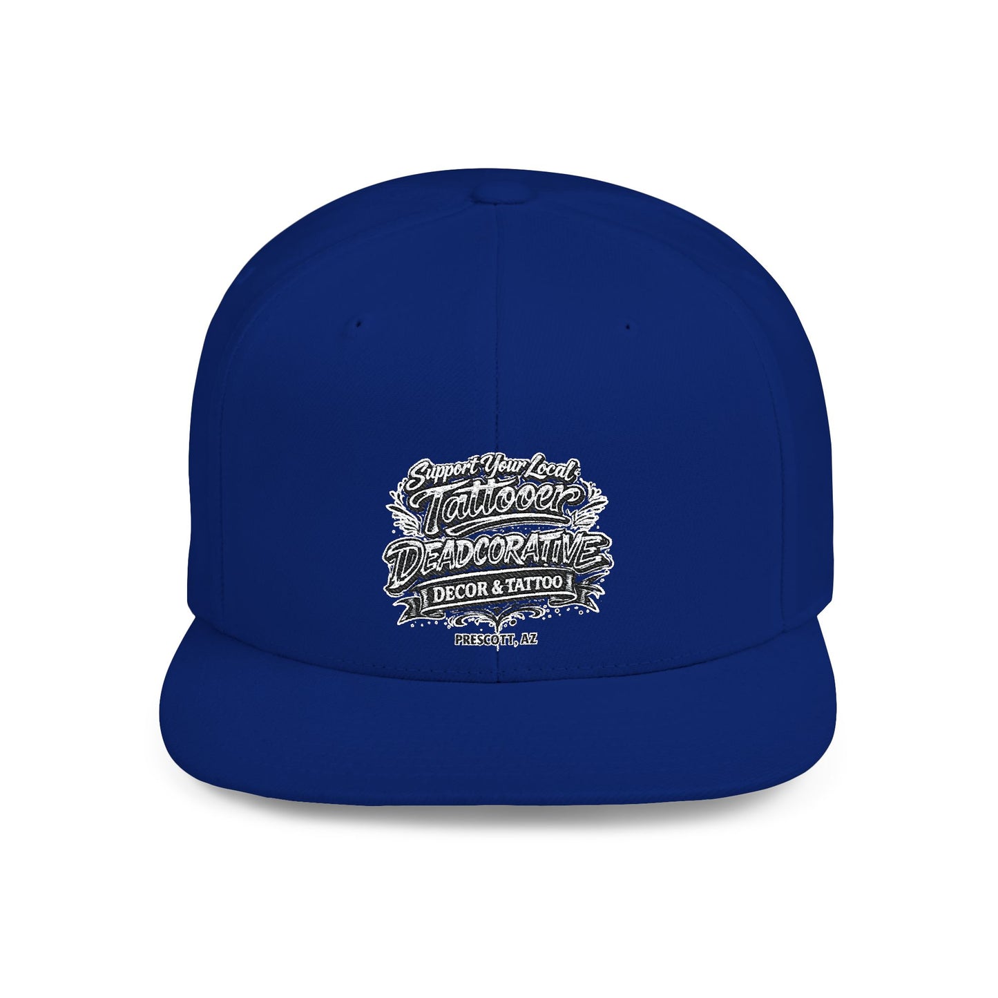 ‘Support Your Local Tattooer’ Snapback Hat — Deadcorative Flat Bill Cap