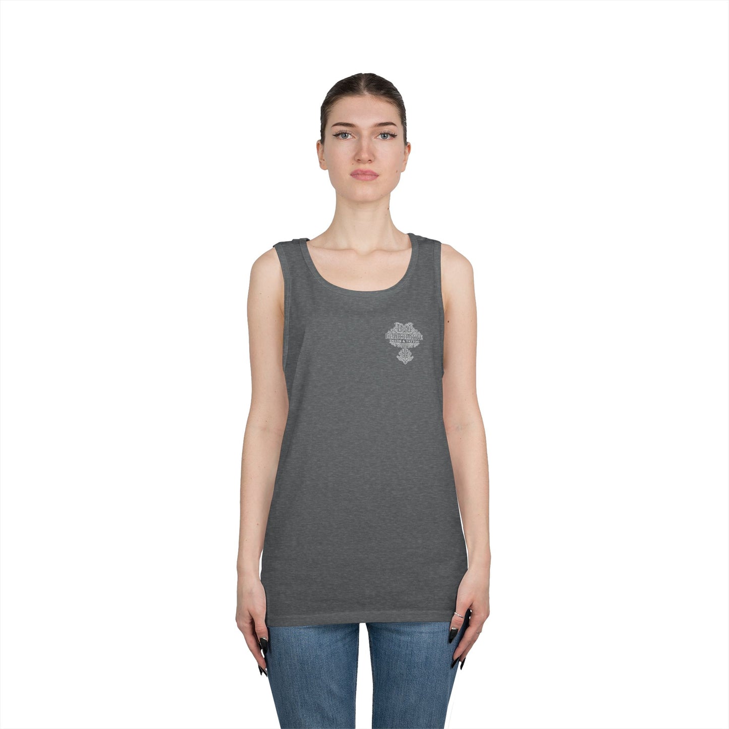 Deadcorative Logo Tank Top — "Deadcorative Decor & Tattoo" Chest & Back Print
