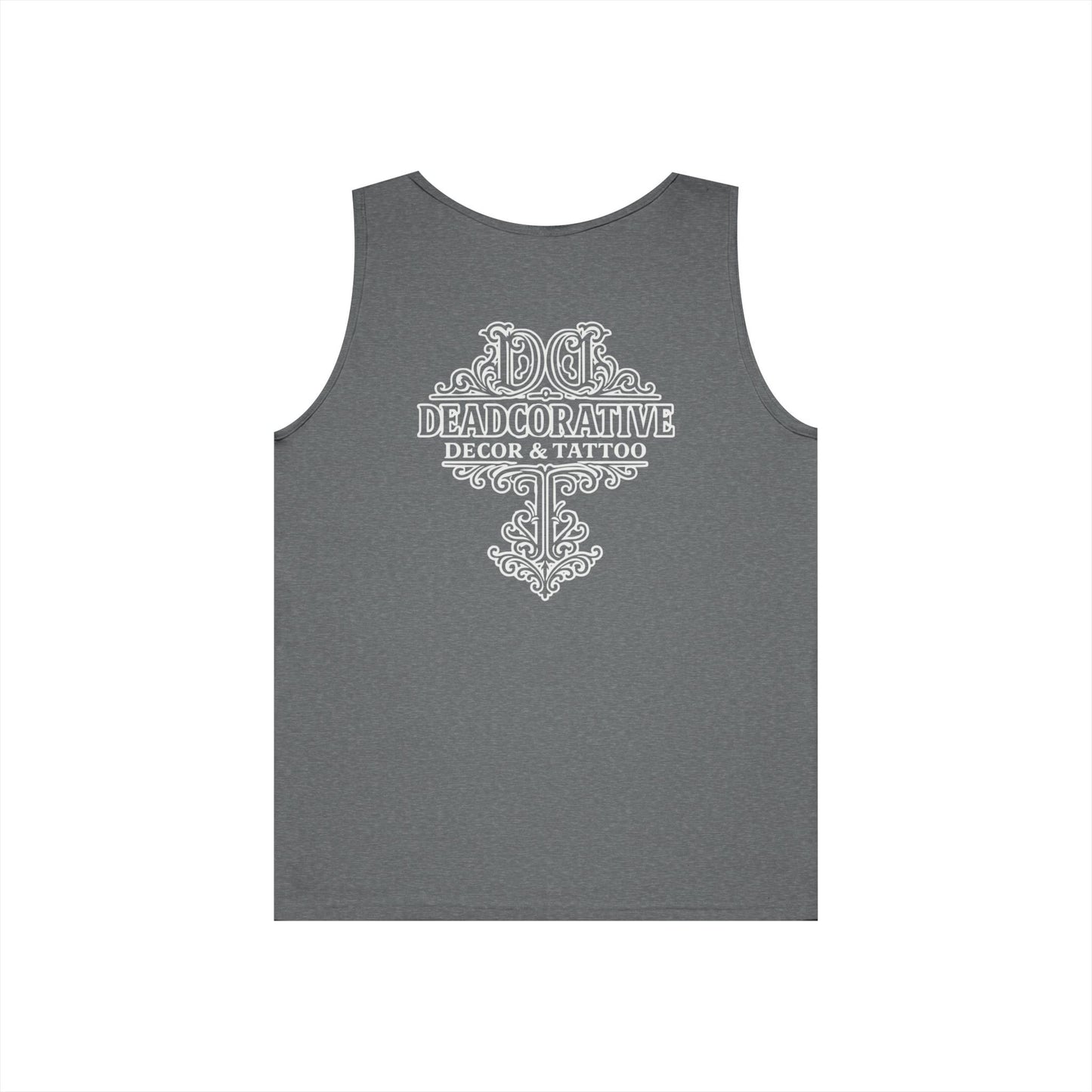 Deadcorative Logo Tank Top — "Deadcorative Decor & Tattoo" Chest & Back Print