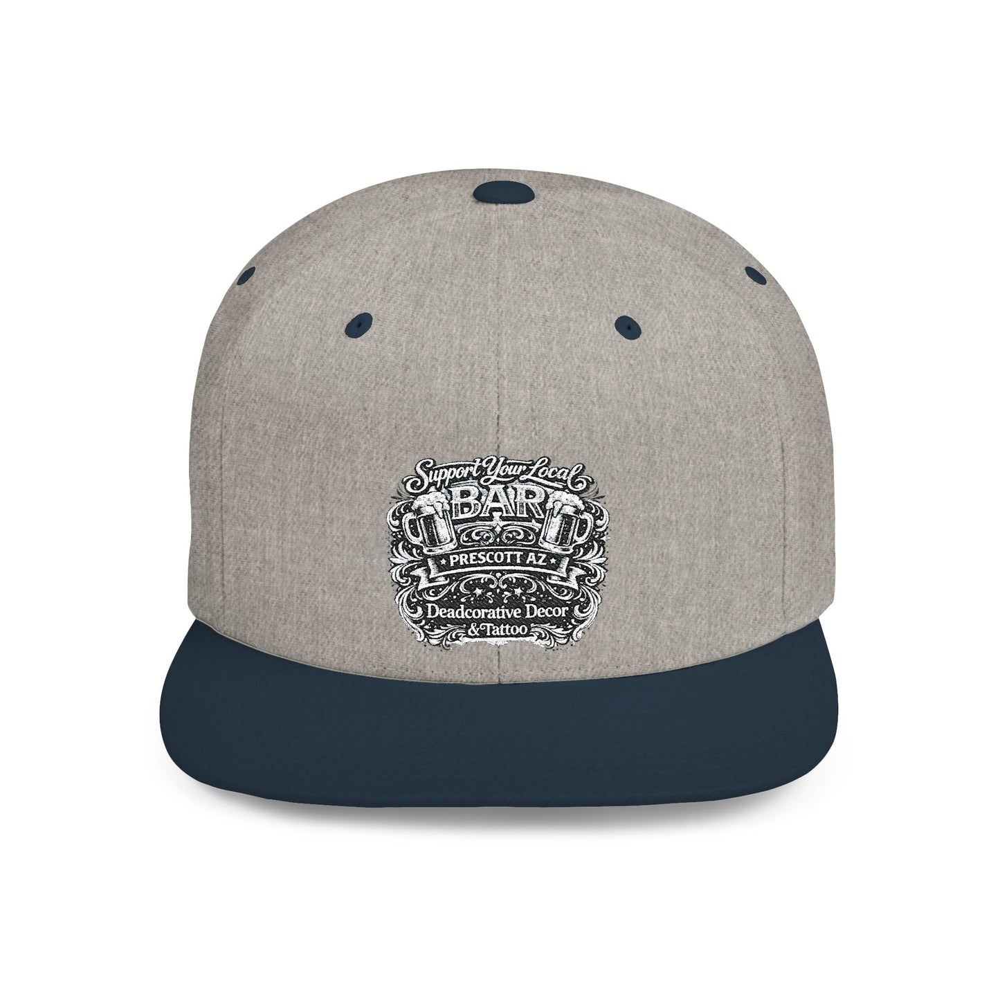 ‘Support Your Local Bar’ Flat Bill SnapBack Hat - Deadcorative Flat Bill Snapback Hat