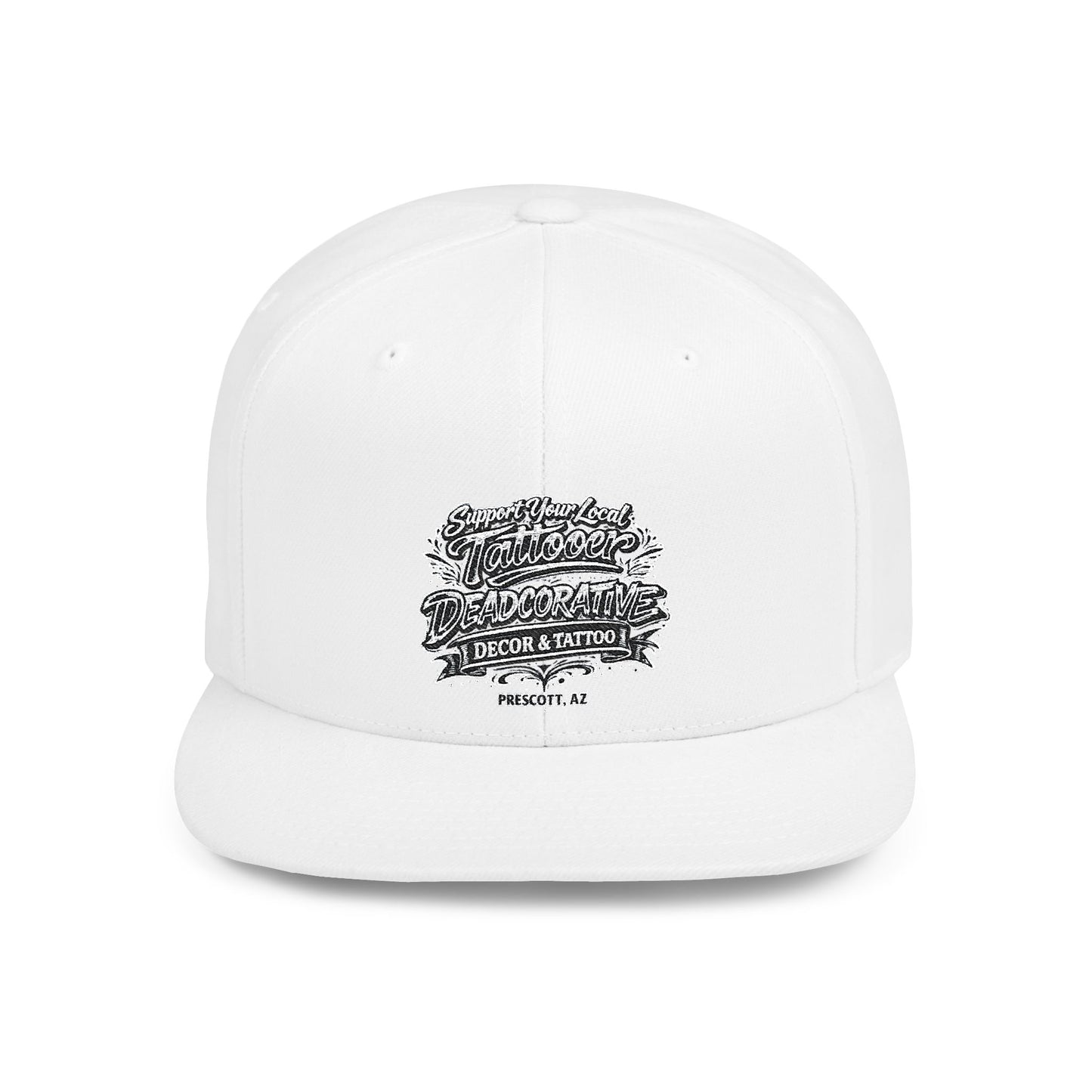 ‘Support Your Local Tattooer’ Snapback Hat — Deadcorative Flat Bill Cap