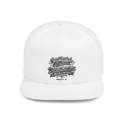 ‘Support Your Local Tattooer’ Snapback Hat — Deadcorative Flat Bill Cap