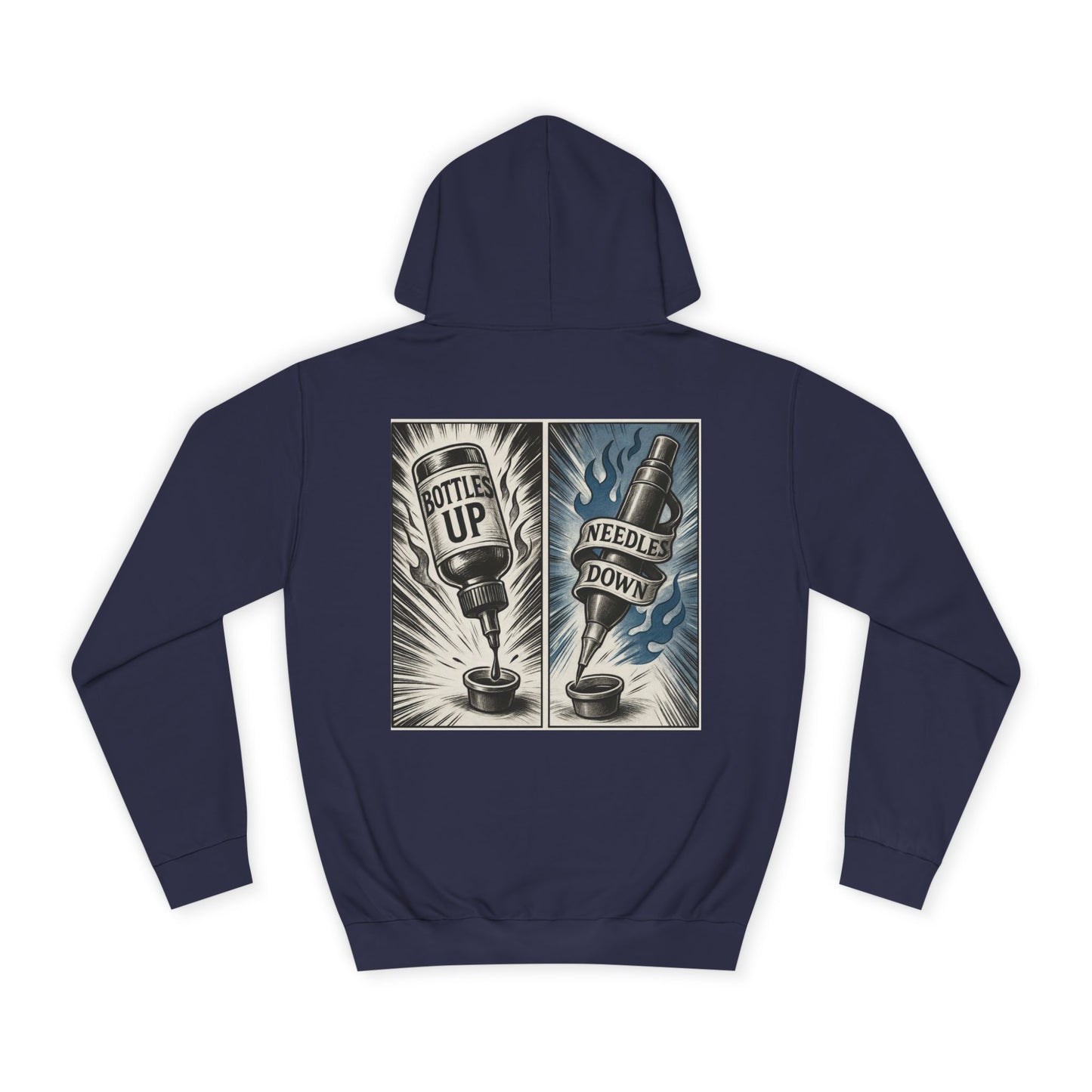 'Bottle Up / Needle Down' Pullover Hoodie - DeadCorative Graphic Hoodie
