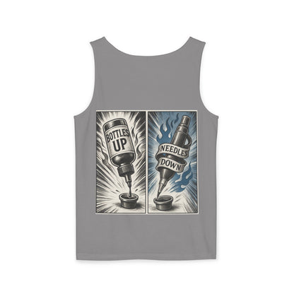 'Bottle Up / Needle Down' Tank Top — Deadcorative Graphic Tank Top