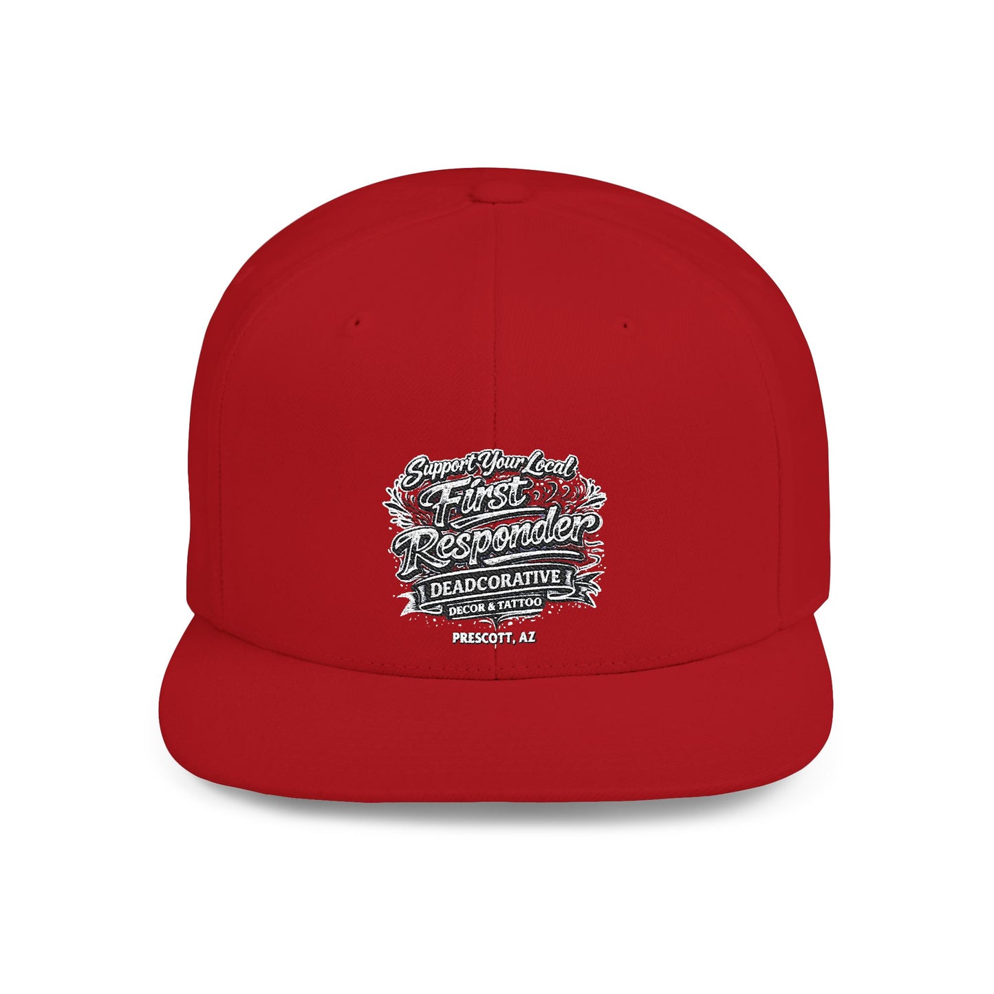 ‘Support Your Local First Responder’ Flat Bill Snapback Hat — Deadcorative SnapBack Cap