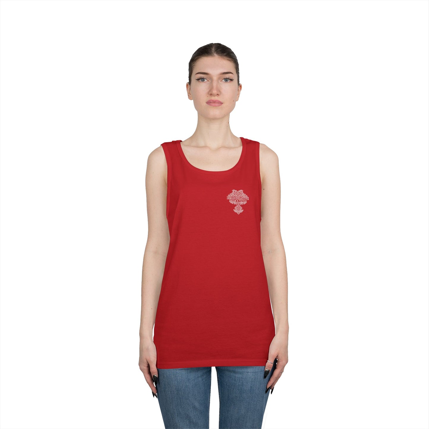 Deadcorative Logo Tank Top — "Deadcorative Decor & Tattoo" Chest & Back Print