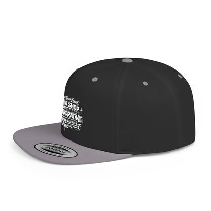 ‘Support Your Local Tattoo Shop’ Flat Bill SnapBack Hat - Deadcorative Graphic SnapBack