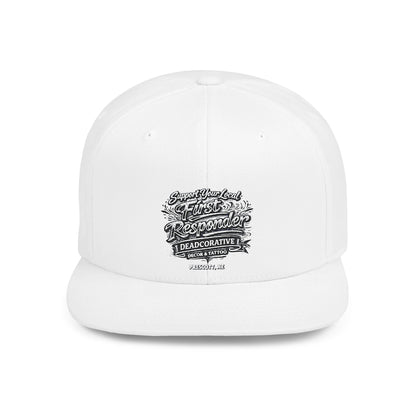 ‘Support Your Local First Responder’ Flat Bill Snapback Hat — Deadcorative SnapBack Cap