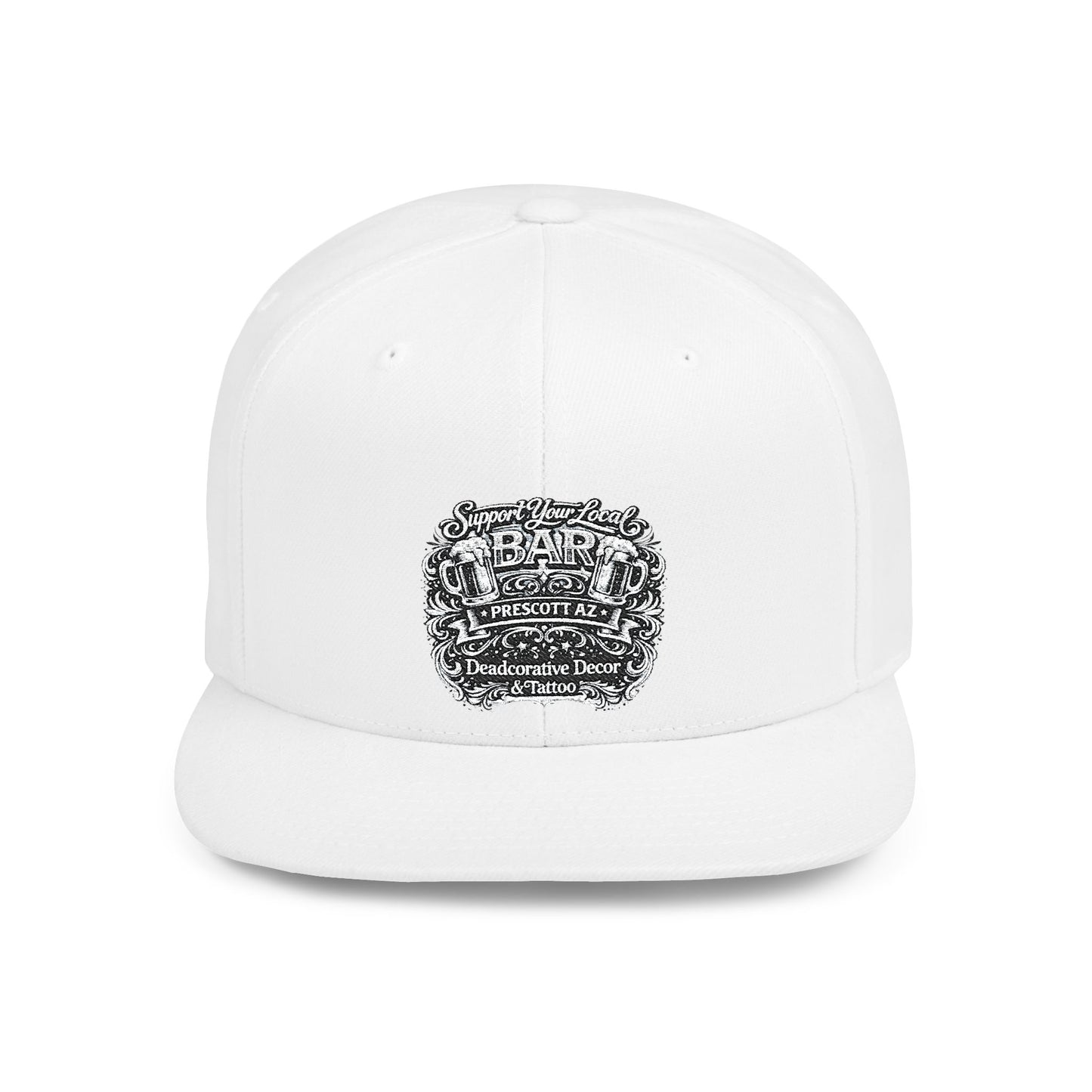 ‘Support Your Local Bar’ Flat Bill SnapBack Hat - Deadcorative Flat Bill Snapback Hat