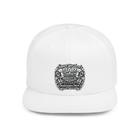 ‘Support Your Local Bar’ Flat Bill SnapBack Hat - Deadcorative Flat Bill Snapback Hat