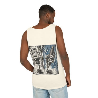 'Bottle Up / Needle Down' Tank Top — Deadcorative Graphic Tank Top