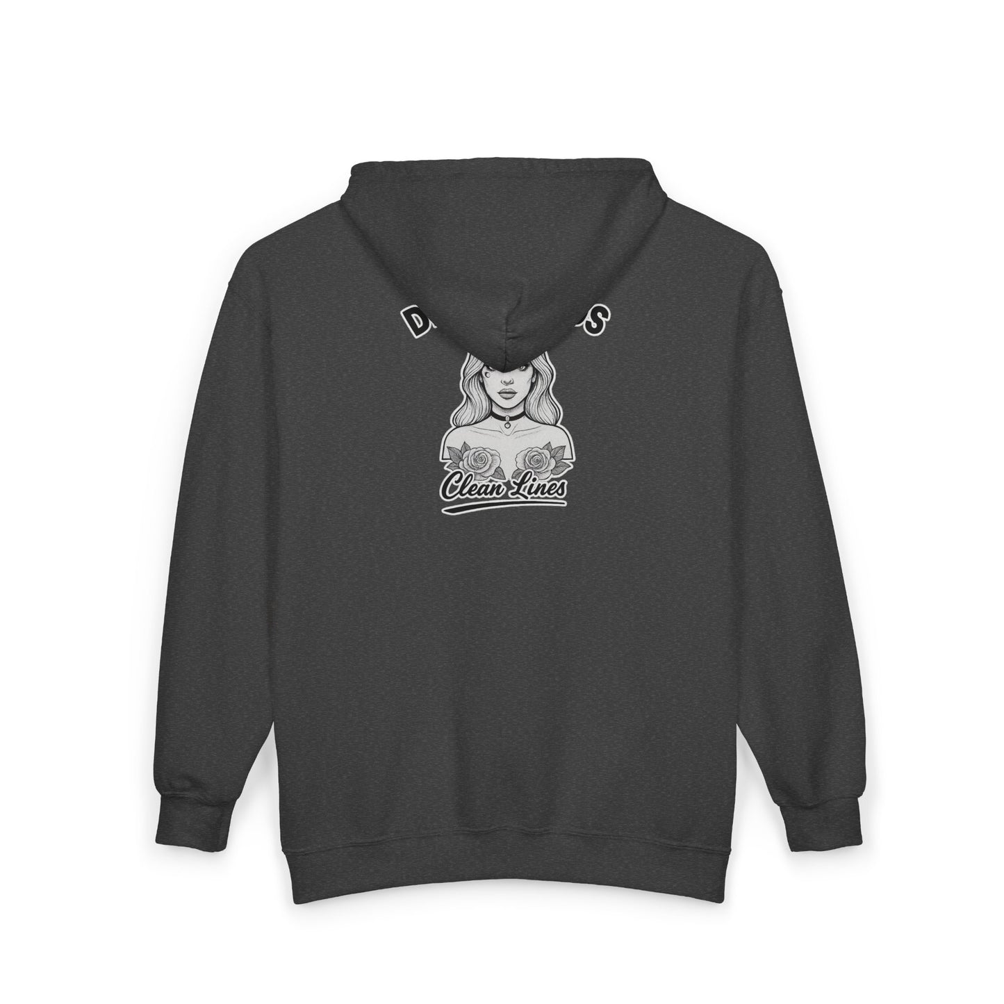 'Dirty Minds, Clean Lines' Zip Hoodie — DeadCorative Graphic Jacket