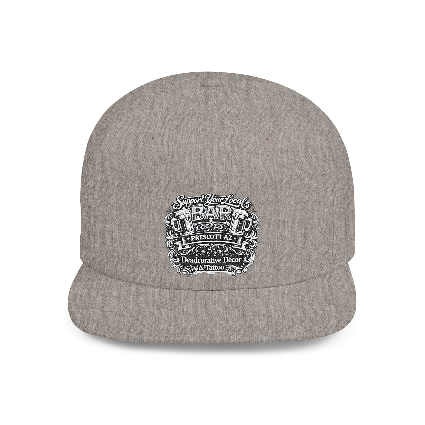 ‘Support Your Local Bar’ Flat Bill SnapBack Hat - Deadcorative Flat Bill Snapback Hat