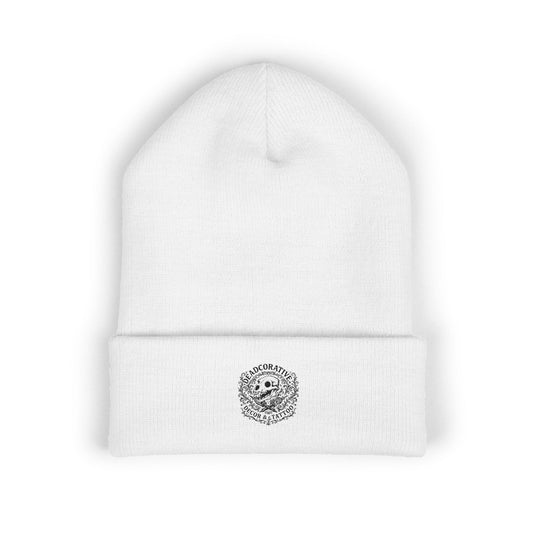 Embroidered Highland Deadcorative Beanie — Classic Winter Knit Hat